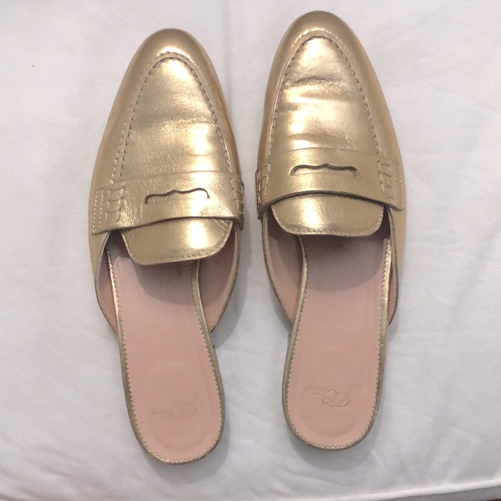 J Crew Gold Mules